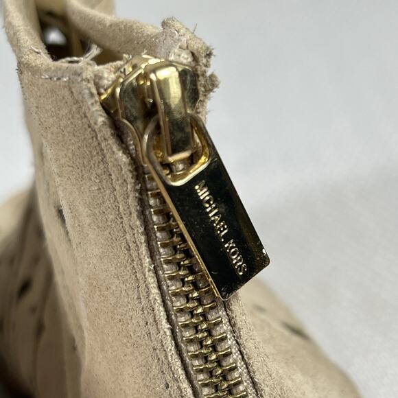 Michael Kors Uma Laser-Cut Suede Wedge Bootie Sandals Peep Toe Sz 8M / 38 - Picture 8 of 10